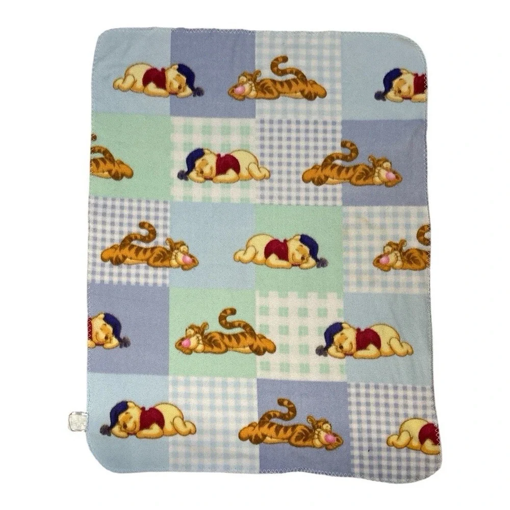 Winnie The Pooh Fleece Baby Blanket Blue Sleepytime‎ Pooh And Tigger